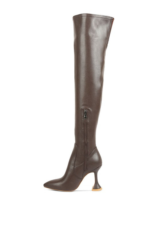 CHOCOLATE BRANDY OVER THE KNEE HIGH HEELED BOOTS