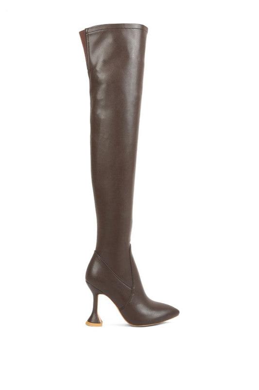 CHOCOLATE BRANDY OVER THE KNEE HIGH HEELED BOOTS