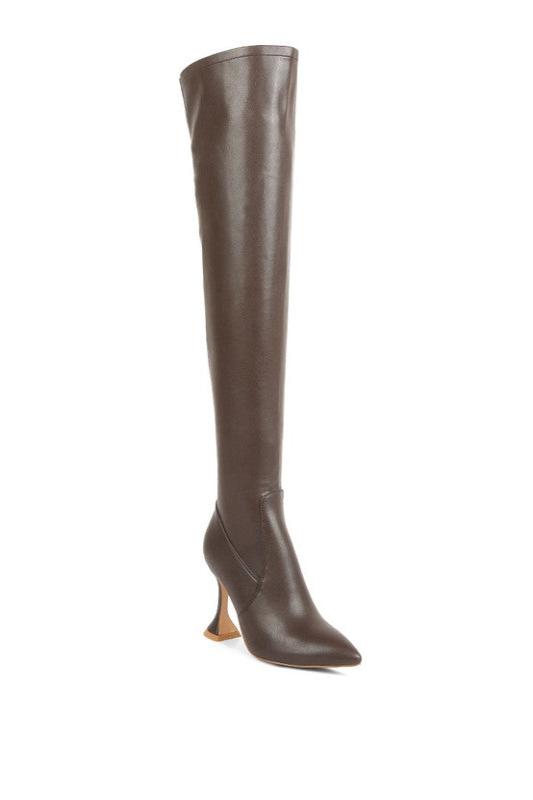 CHOCOLATE BRANDY OVER THE KNEE HIGH HEELED BOOTS