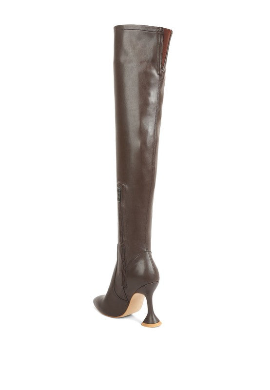 CHOCOLATE BRANDY OVER THE KNEE HIGH HEELED BOOTS